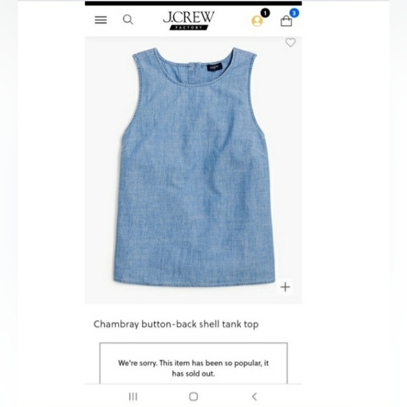 NWOT J.Crew Chambray Tank Top Womens Xl - Picture 5 of 5